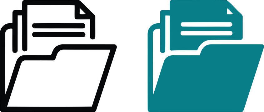Flat folder icon with document and folder stack Vector