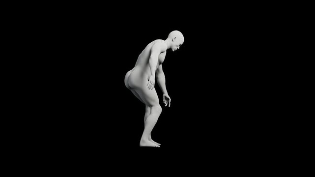 3D rendered figure model standing against black background