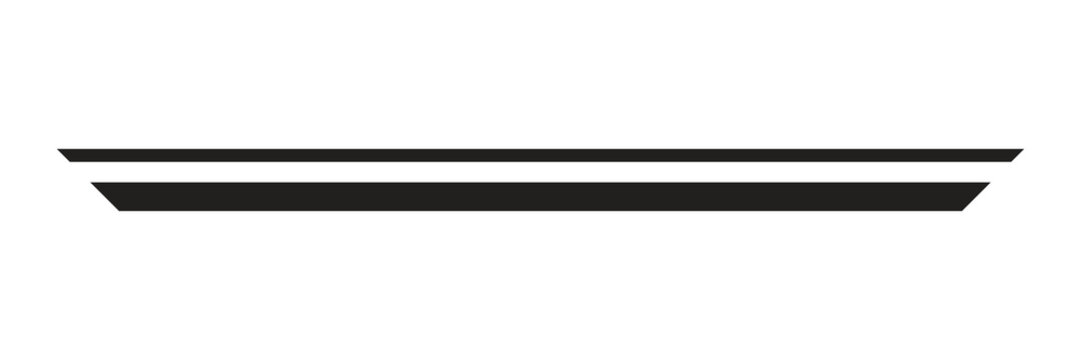 Abstract geometric black line divider element with beveled edges isolated on transparent background