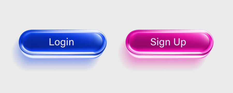 Two glossy 3D login and sign up website buttons