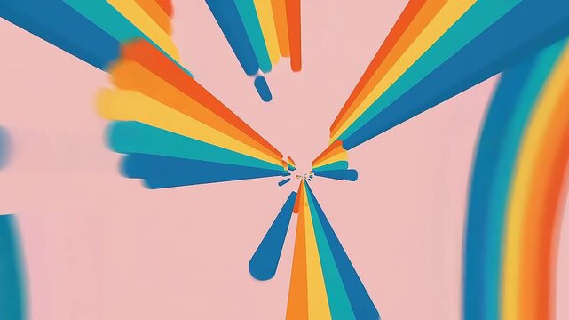 A soft pink background with colorful repeating retro arches continuously shrinking into the center Videos