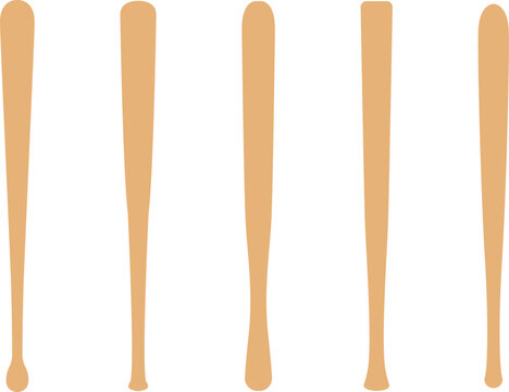 Baseball bat types icons set. Vector image collection of baseball Bat Knobs. Baseball diamond Size and Dimension Vector Drawing Illustration. Baseball field. Baseball infield markings.