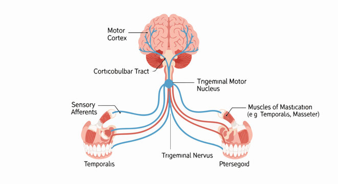 Brain signals control jaw muscles via trigeminal nerve pathways