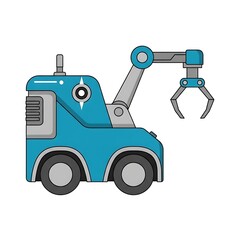 Naklejka premium Blue toy robot arm vehicle.