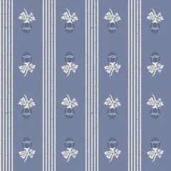 Vintage flower block botanical background. Feminine nature cottagecore seamless pattern. Nature motif coquette design in denim blue, minimalist rustic garden  © milatoo