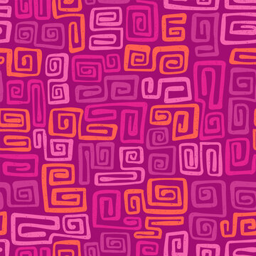 Fun hand drawn seamless pattern, retro background, great for banners, wallpapers, wrapping, textiles - vector