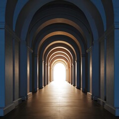 Obraz premium Light Shines Through an Archway Creating a Long Corridor Effect in a Stone Building