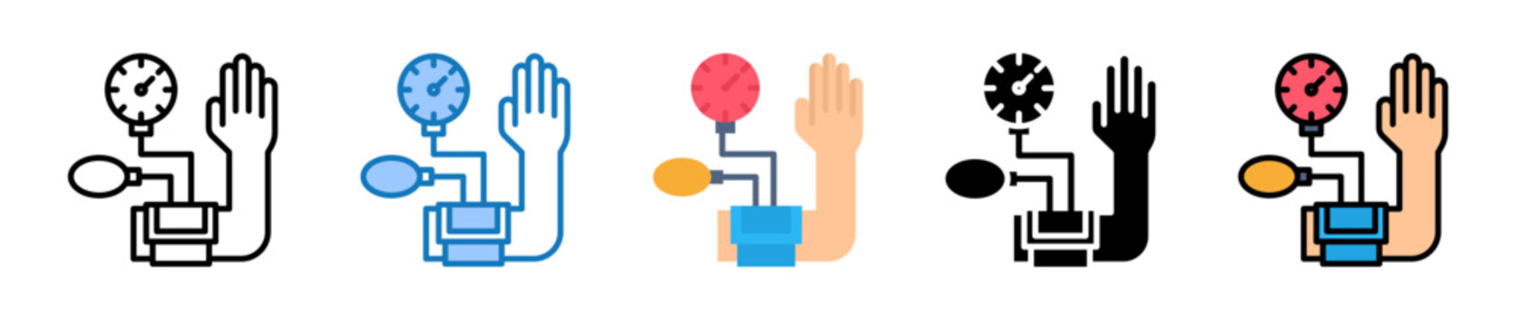 Blood Pressure multiple style icons set design vector illustration. 