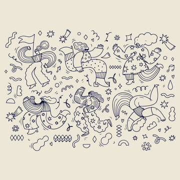 abstract line doodles, artistic sketch patterns, modern graphic shapes, minimalist creative elements, clean vector drawings, random icon collection, premium design set
