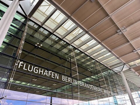 Close-up of Terminal 1 at Berlin Brandenburg Airport