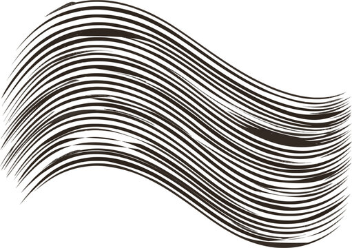 A deep burnt umber brush stroke with heavy bristles creates a dynamic wave pattern against a pure white background