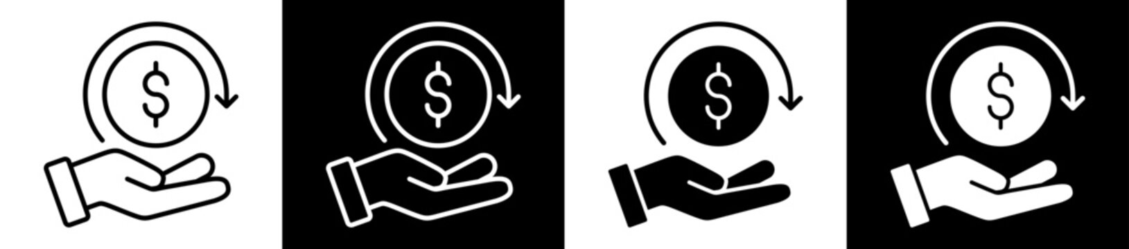 Crowd Funding White Black Icon Vector Illustration