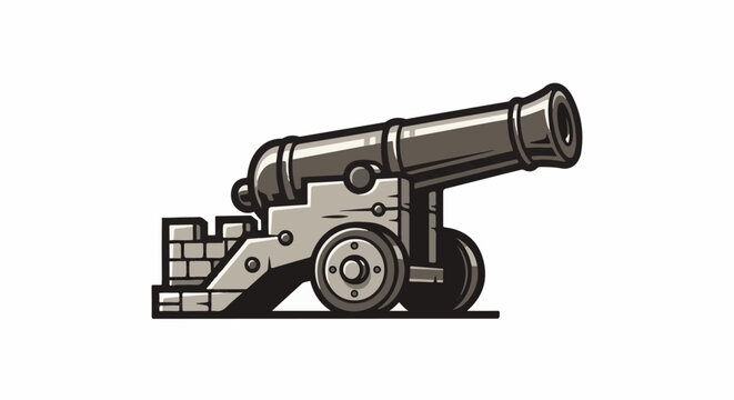 A vintage cannon sits on a stone base, ready for action