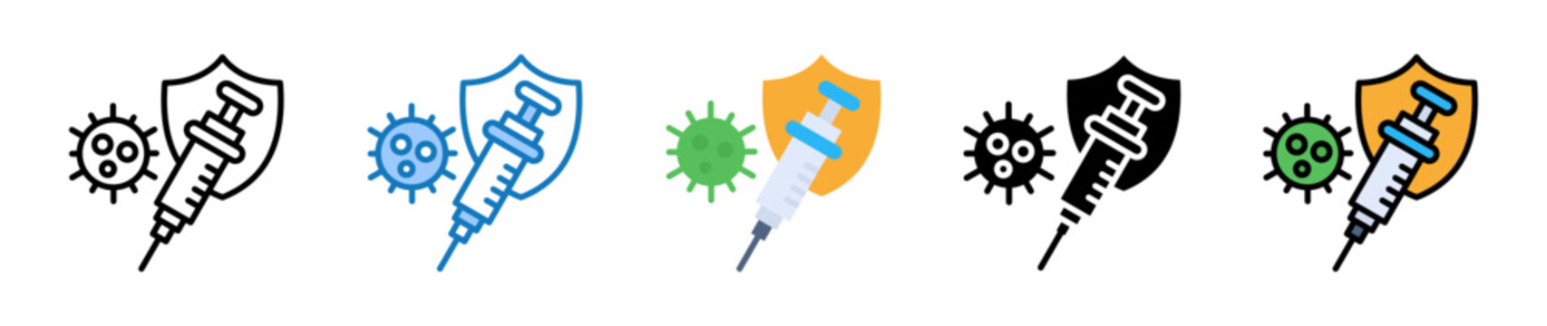Vaccination multiple style icons set design vector illustration. 