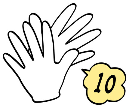 手描きの指差し数字　10