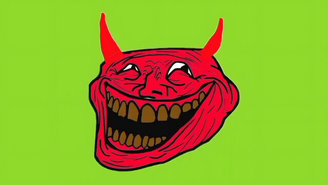 Red Horned Troll Face Meme Character Isolated PNG Graphic Resource