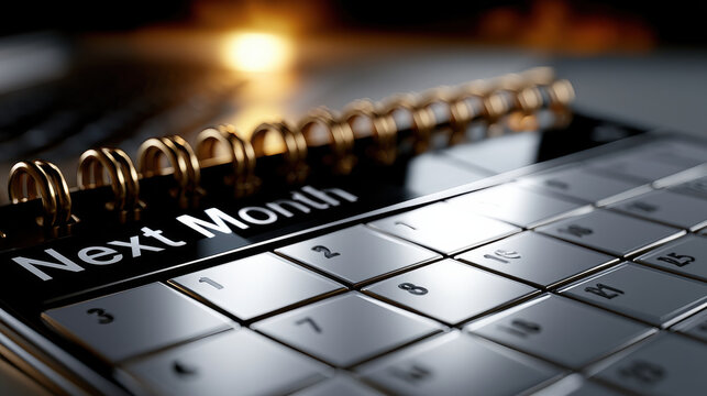 Calendar next month date schedule planning reminder time deadline office calendar next month focus date grid for future planning and reminder concept with dramatic light and shallow depth of field