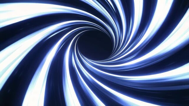Glowing Blue Neon Circle Light Trail on Dark Background