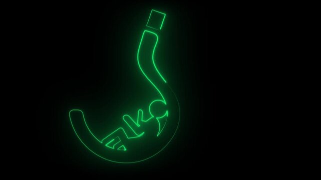Green neon question mark icon with user silhouette. Technical support icon for customer identity verification inquiry assistant. Digital neon icon animation for help.