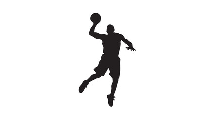 Obraz premium Basketball player silhouette jumping to shoot during a game on a white background vector