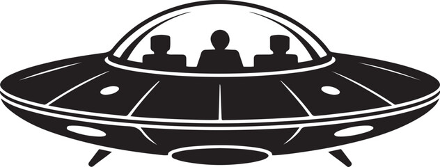 Flying Saucer Silhouette with Interior Details Isolated. silhouette vector illustration © Misho x Mamun