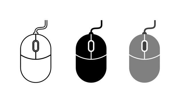 Set of computer mouse icons in different colors and styles isolated on white background