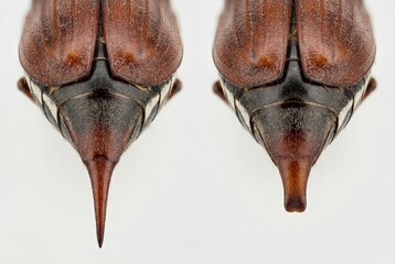 Obraz premium Macro comparison of cockchafer pygidium morphology on white background