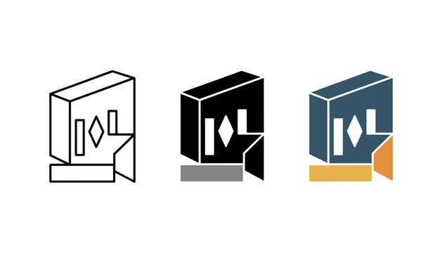 Three isometric cube designs with unique color schemes and styles