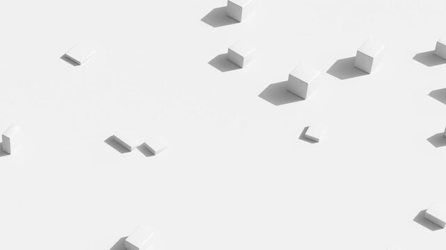 Abstract White Rectangular, 3d Geometric Pattern with Cube Blocks, Layered Surface and Clean Background, Seamless motion, Loop animation