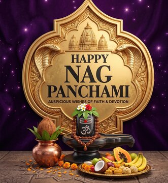 Happy Nag Panchami Lord Shiva Divine Serpent Worship Spiritual Hindu Festival Premium Poster Design