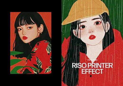 Riso Printer Photo Effect &ndash; Halftone for Poster & Social Media (PSD)