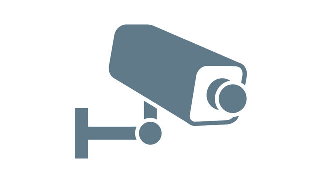 A professional surveillance security camera icon illustration representing constant monitoring protection and safety for private property or modern corporate offices.