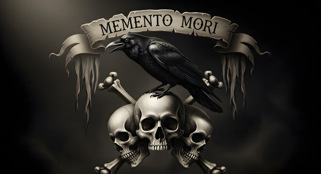A Striking Memento Mori Concept Artwork Providing a Dark Gothic Background for Diverse Marketing Materials and Branding Logo Design