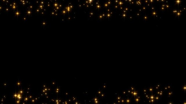 golden stars border frame twinkle lights sparkle glitters alpha channel animation, shiny glowing gold star on transparent social media motion design element