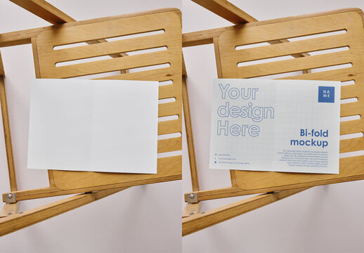 Mockup Of Customized Bi-Fold Open Leaflet