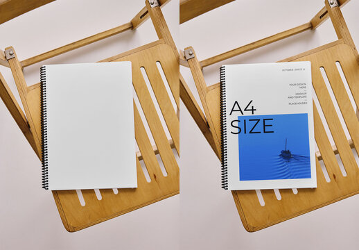 Mockup Of Customized Spiral Bound A4 Magazine