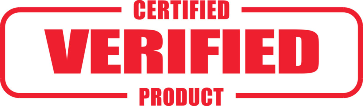 A verified product with a red rubber stamp on a white background now