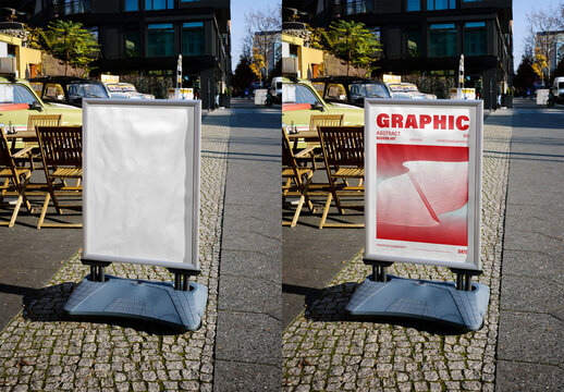 Mockup Of Vertical Customized Freestanding Poster