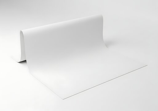Blank white paper roll unfolded flat sheet for stationery mockup empty display surface template for branding design