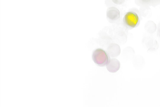 Soft bokeh circles with a single yellow highlight in a clean composition for graphic design Isolated on transparent background