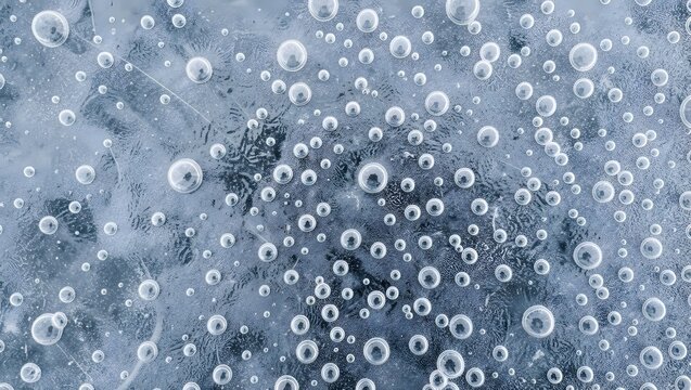 Frozen water surface with bubbles