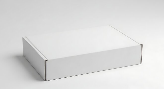 Isolated empty white rectangular cardboard box for product packaging mockup shipping logistics retail distribution container