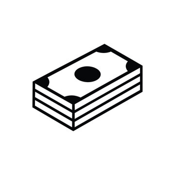 ESOP cash stack icon with ESOP payout money and financial benefit black and white vector