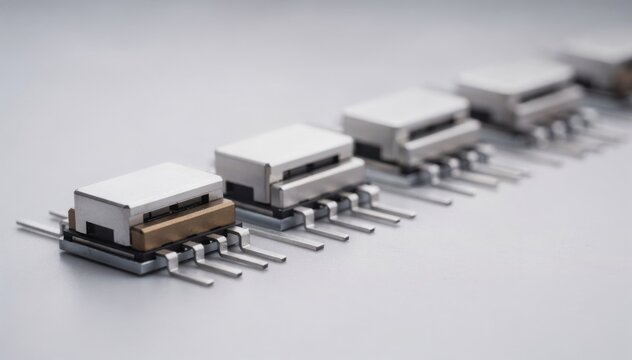 Medium shot of automotive MEMS sensor packaging showcasing precise alignment of protective housings for enhanced vehicle performance and durability.