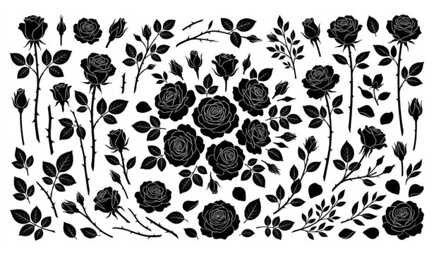 Black rose silhouette pattern