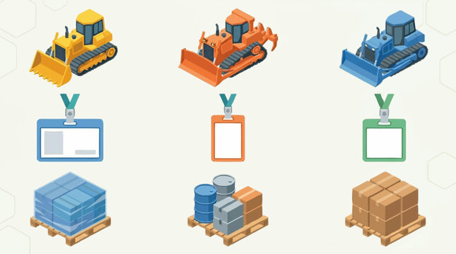 Graphic resources for logistics and construction.