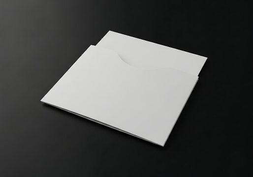 Isolated square paper sleeve for CD or DVD disc on a dark background for branding presentation and corporate stationery