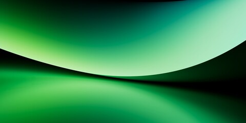 Naklejka na ściany i meble Abstract clean minimalist wallpaper. Green gradients in the dark. Ideal premium tech background for ads, landing pages, start-up visuals and banners. 3d illustration