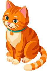 Obraz premium Friendly ginger tabby cat sitting and looking forward