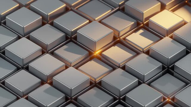Abstract 3d cube grid with golden glow modern digital background